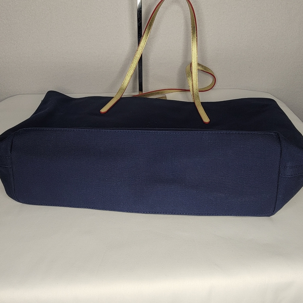 Lilly Pulitzer Navy Tote w/ Gold Leather Straps and‎ Gold Hardware. P140 - Picture 11 of 13